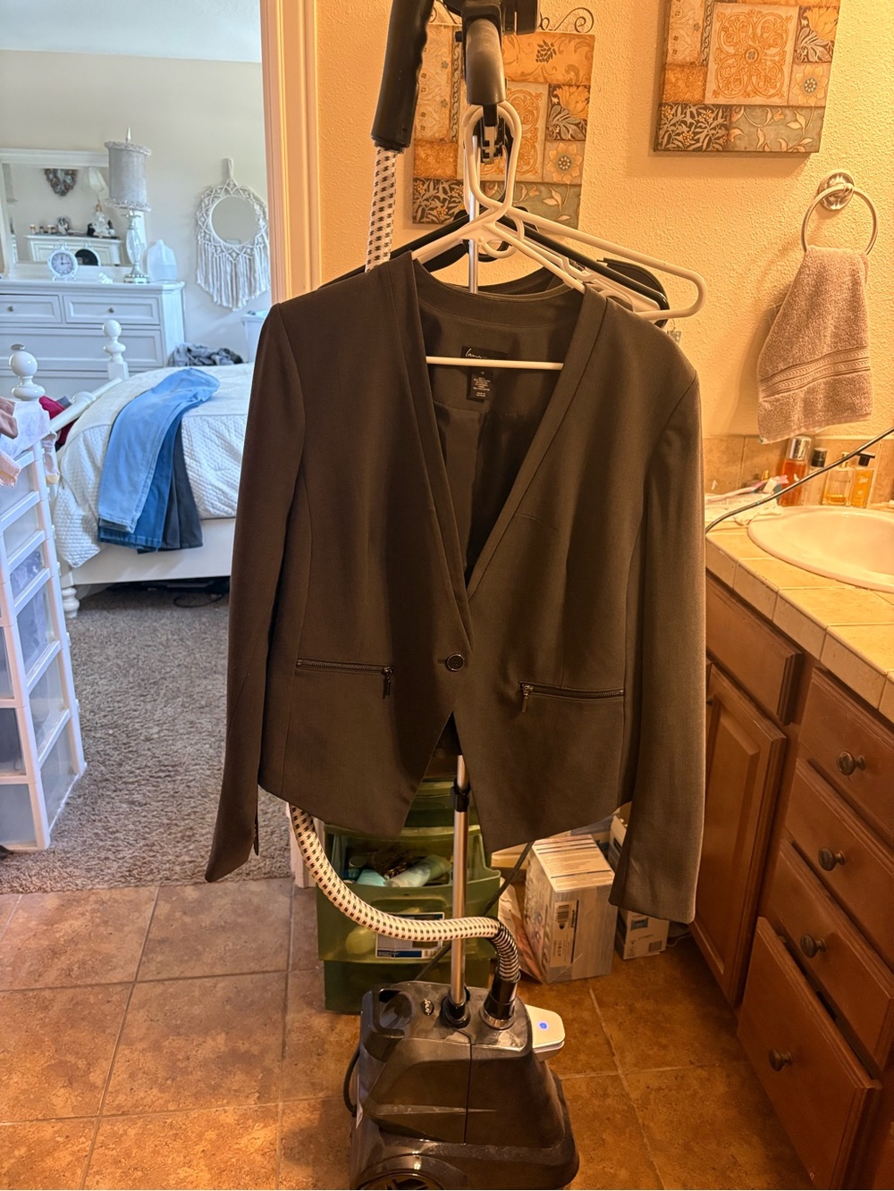 Lane Bryant Black Single-Button Open Blazer Jacket